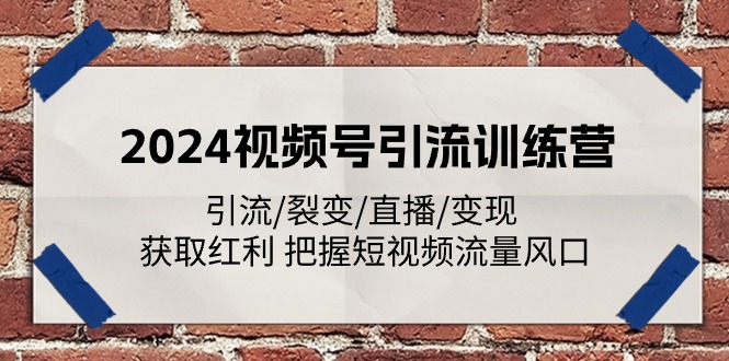 （11337期）2024视频号引流训练营：引流/裂变/直播/变现 获取红利 把握短视频流量风口-占领资源网