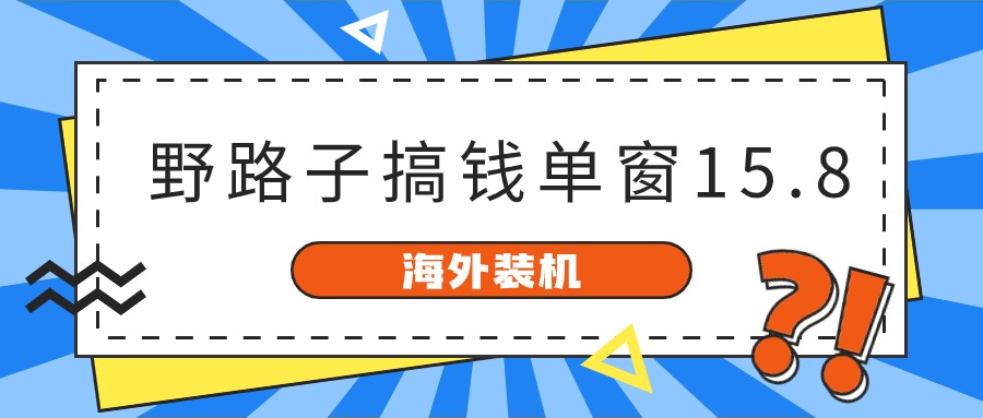 海外装机，野路子搞钱，单窗口15.8，亲测已变现10000+-占领资源网