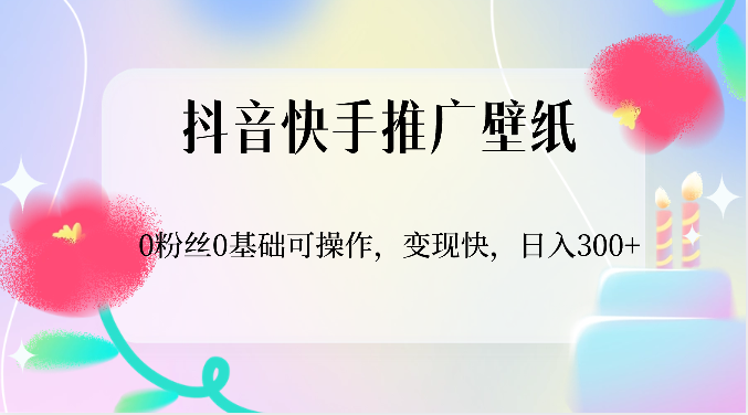 抖音快手推广壁纸，0粉丝0基础可操作，变现快，日入300+-占领资源网