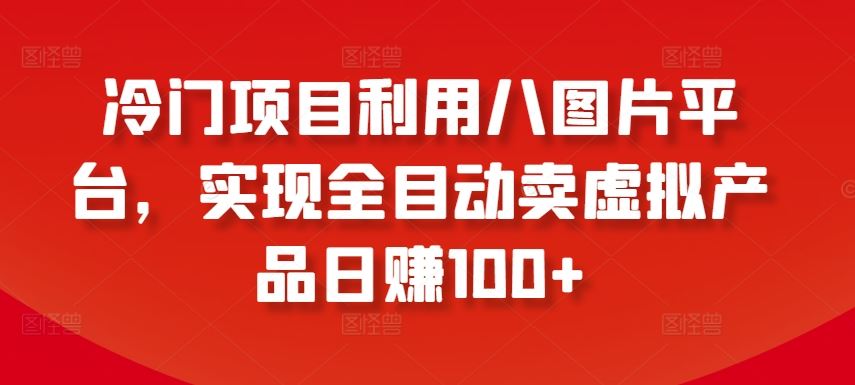 冷门项目利用八图片平台，实现全目动卖虚拟产品日赚100+【揭秘】-占领资源网