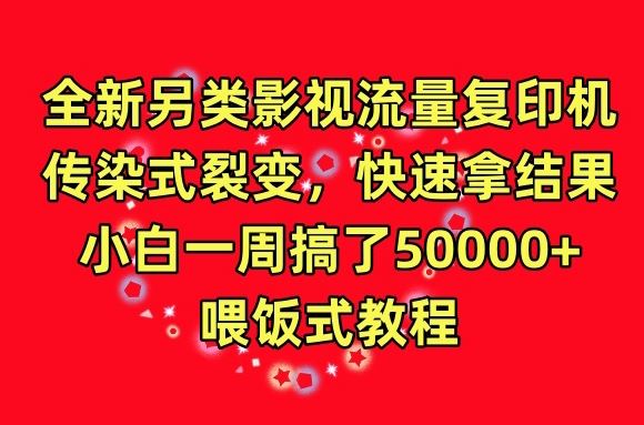 全新另类影视流量复印机，传染式裂变，快速拿结果，小白一周搞了50000+，喂饭式教程【揭秘】-占领资源网