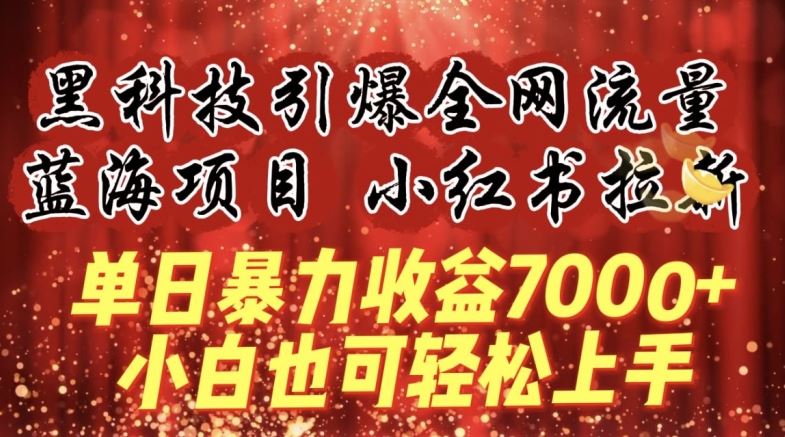 蓝海项目!黑科技引爆全网流量小红书拉新，单日暴力收益7000+，小白也能轻松上手【揭秘】-占领资源网