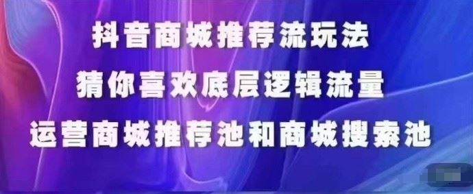 抖音商城运营课程，猜你喜欢入池商城搜索商城推荐人群标签覆盖-占领资源网