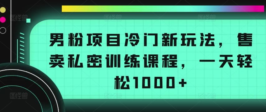 男粉项目冷门新玩法，售卖私密训练课程，一天轻松1000+【揭秘】-占领资源网