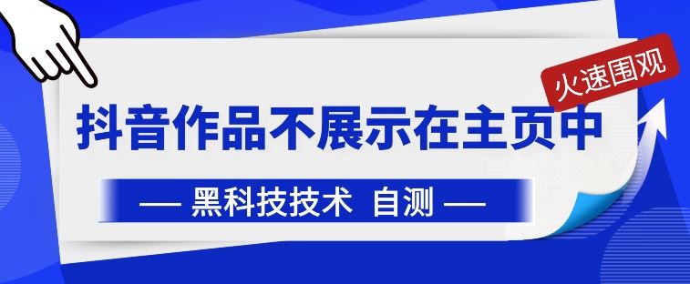 抖音黑科技：抖音作品不展示在主页中【揭秘】-占领资源网