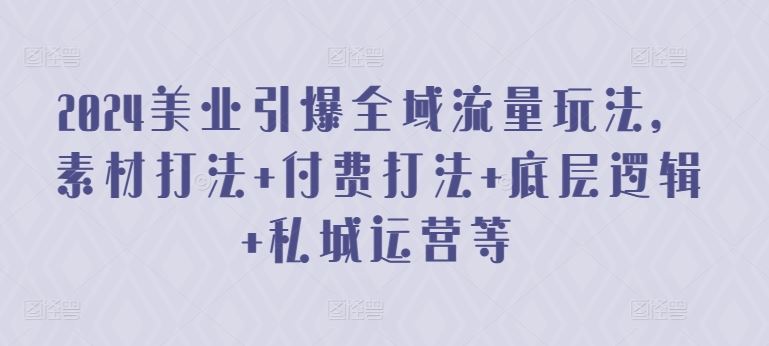 2024美业引爆全域流量玩法，素材打法 付费打法 底层逻辑 私城运营等-占领资源网
