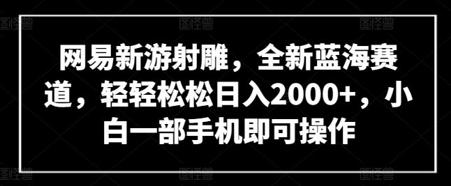网易新游射雕，全新蓝海赛道，轻轻松松日入2000+，小白一部手机即可操作【揭秘】-占领资源网