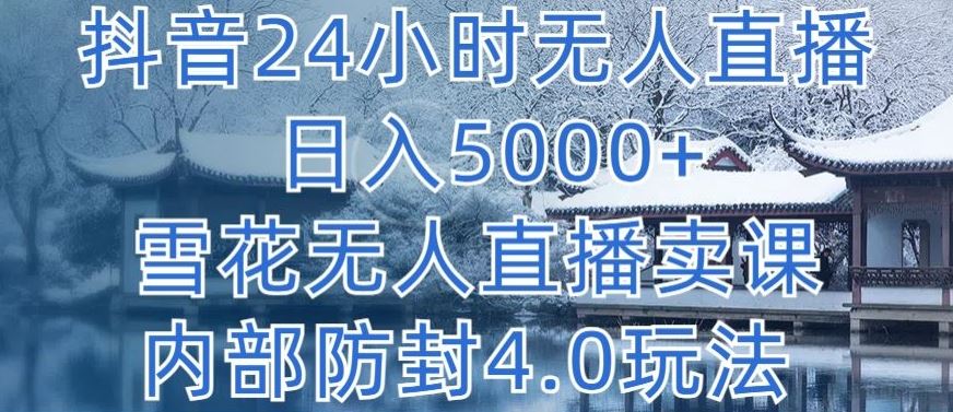 抖音24小时无人直播 日入5000+，雪花无人直播卖课，内部防封4.0玩法【揭秘】-占领资源网