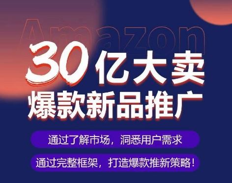 亚马逊·30亿大卖爆款新品推广，可复制、全程案例实操的爆款推新SOP-占领资源网