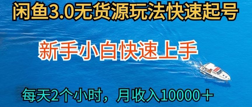 2024最新闲鱼无货源玩法，从0开始小白快手上手，每天2小时月收入过万【揭秘】-占领资源网
