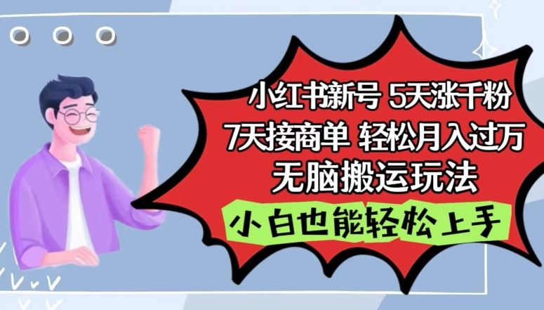 小红书影视泥巴追剧5天涨千粉，7天接商单，轻松月入过万，无脑搬运玩法【揭秘】-占领资源网