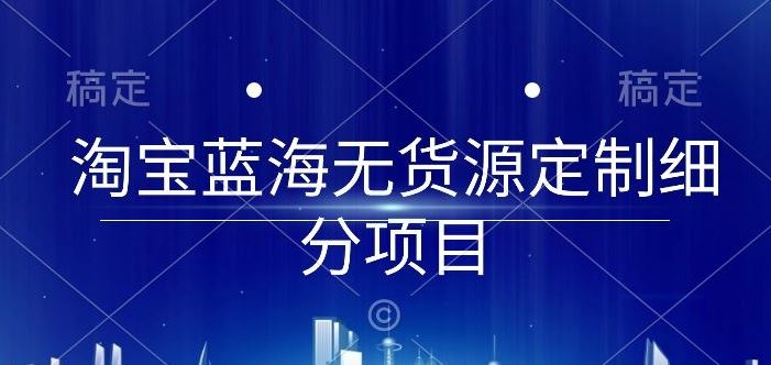 淘宝蓝海无货源定制细分项目，从0到起店实操全流程【揭秘】-占领资源网