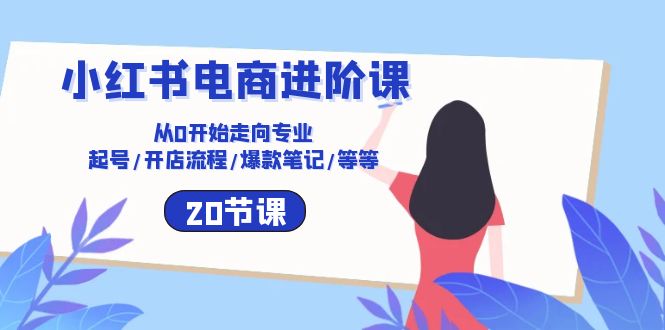 小红书电商进阶课：从0开始走向专业 起号/开店流程/爆款笔记/等等（20节）-占领资源网