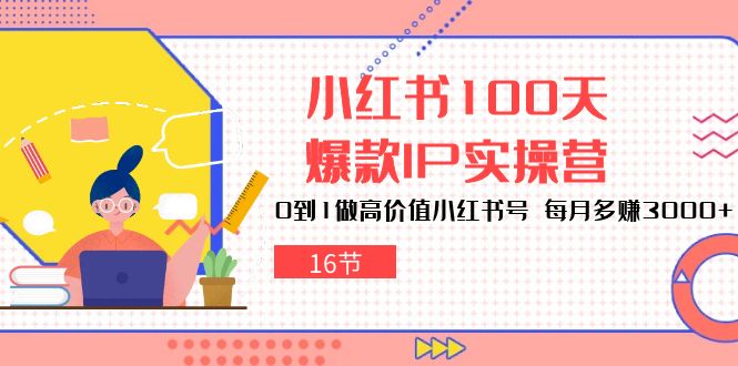 小红书100天爆款IP实操营，0到1做高价值小红书号，每月多赚3000+（16节）-占领资源网