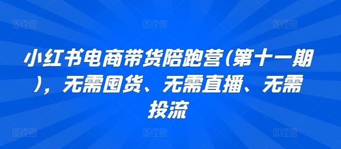 小红书电商带货陪跑营(第十一期)，无需囤货、无需直播、无需投流-占领资源网