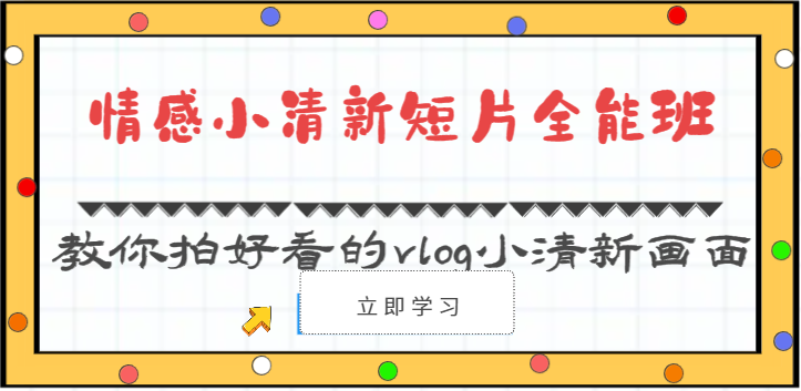 情感小清新短片全能班-教你拍好看的vlog小清新画面（30节课）-占领资源网