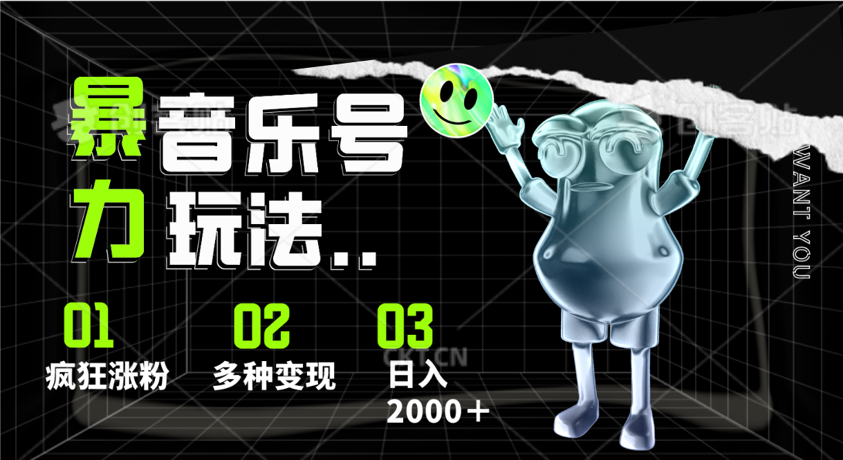 音乐号暴力玩法，疯狂涨粉，多种变现，日入2000＋-占领资源网