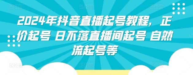 2024年抖音直播起号教程，正价起号 日不落直播间起号 自然流起号等-占领资源网