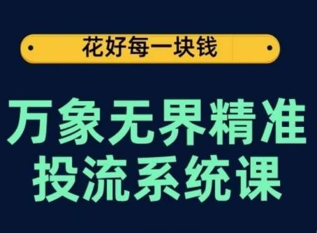 万象无界精准投流系统课，从关键词到推荐，从万象台到达摩盘，从底层原理到实操步骤-占领资源网