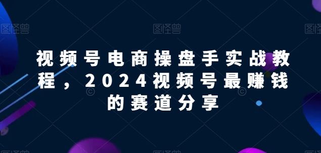 视频号电商实战教程，2024视频号最赚钱的赛道分享-占领资源网