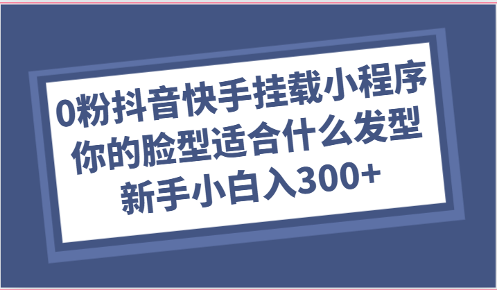 0粉抖音快手挂载小程序，你的脸型适合什么发型玩法，新手小白日入300+-占领资源网