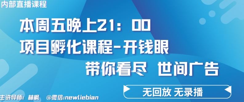4.26日内部回放课程《项目孵化-开钱眼》赚钱的底层逻辑【揭秘】-占领资源网