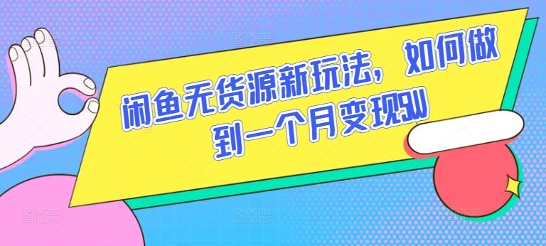 闲鱼无货源新玩法，如何做到一个月变现5W【揭秘】-占领资源网