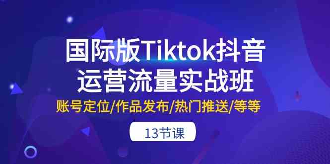 国际版Tiktok抖音运营流量实战班：账号定位/作品发布/热门推送/等等（13节）-占领资源网