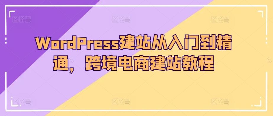 WordPress建站从入门到精通，跨境电商建站教程-占领资源网