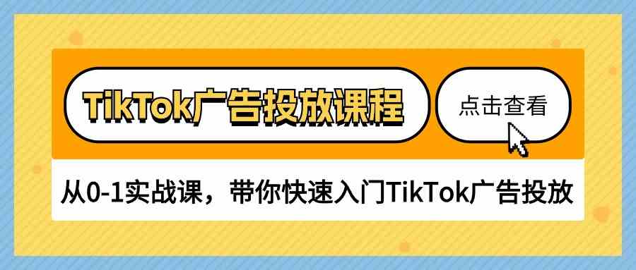 TikTok广告投放课程，从0-1实战课，带你快速入门TikTok广告投放（30节课）-占领资源网