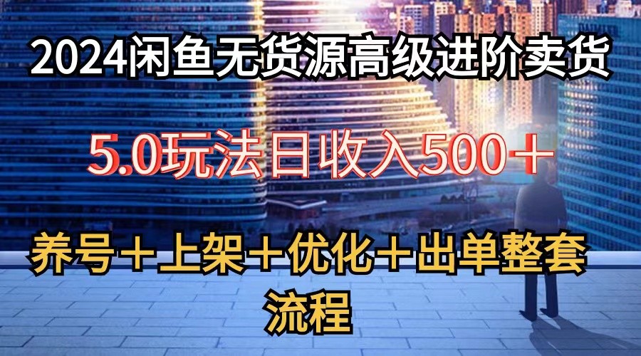 2024闲鱼无货源高级进阶卖货5.0，养号＋选品＋上架＋优化＋出单整套流程-占领资源网