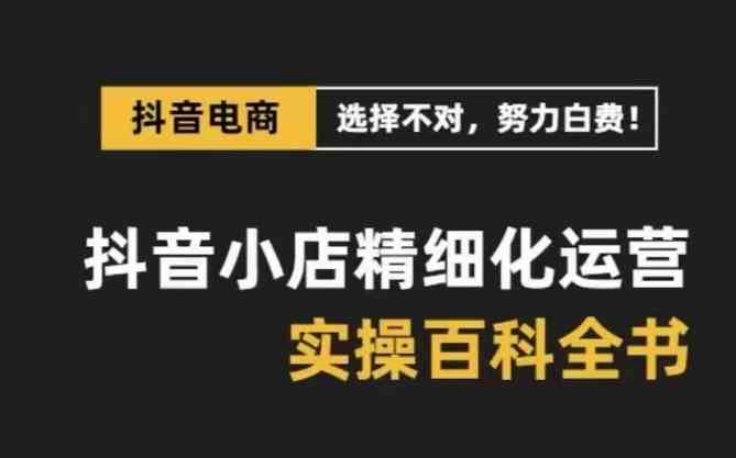 抖音小店精细化运营百科全书，保姆级运营实战讲解（更新）-占领资源网