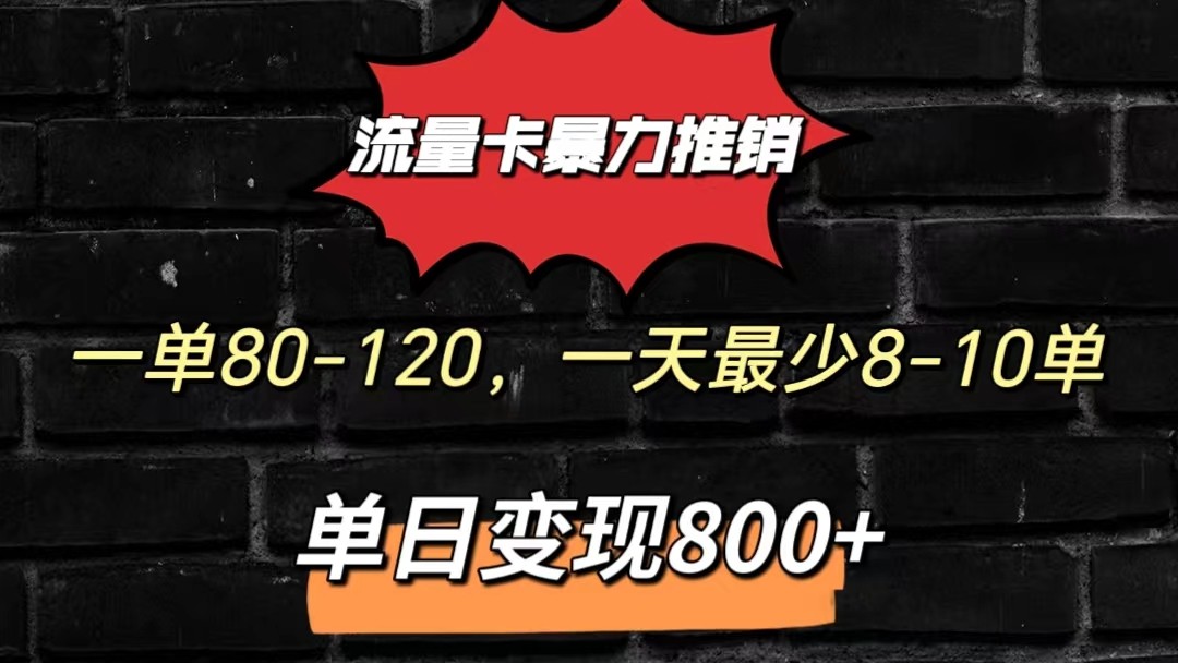 流量卡暴力推销模式一单80-170元一天至少10单，单日变现800元-占领资源网