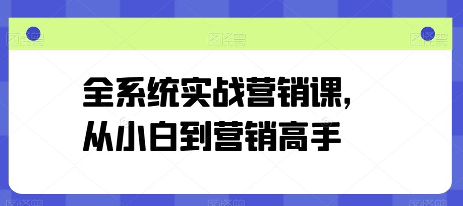 全系统实战营销课，从小白到营销高手-占领资源网