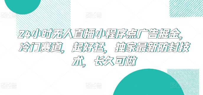 24小时无人直播小程序点广告掘金，冷门赛道，起好猛，独家最新防封技术，长久可做【揭秘】-占领资源网