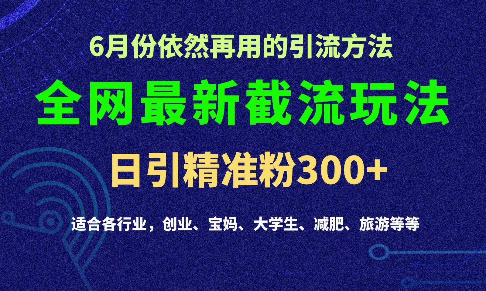 2024全网最新截留玩法，每日引流突破300+-占领资源网