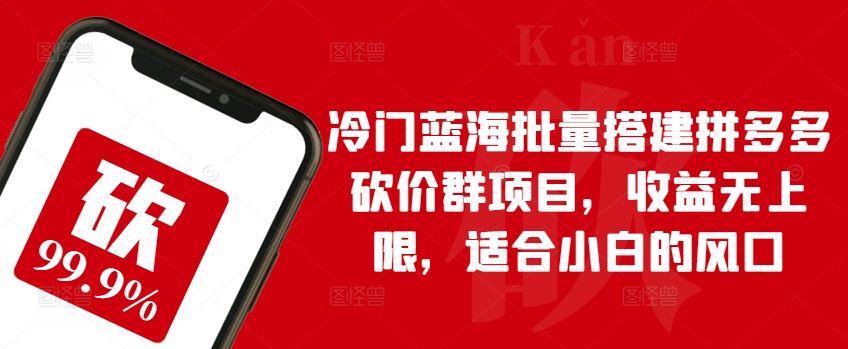 冷门蓝海批量搭建拼多多砍价群项目，收益无上限，适合小白的风口【揭秘】-占领资源网