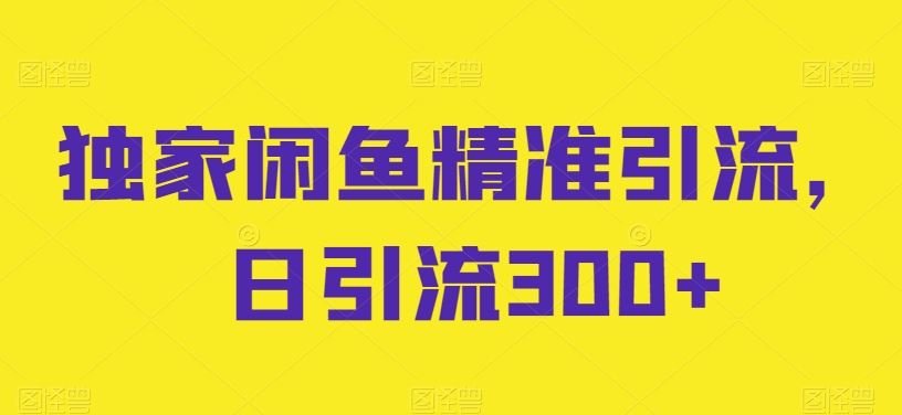 独家闲鱼精准引流，日引流300+【揭秘】-占领资源网