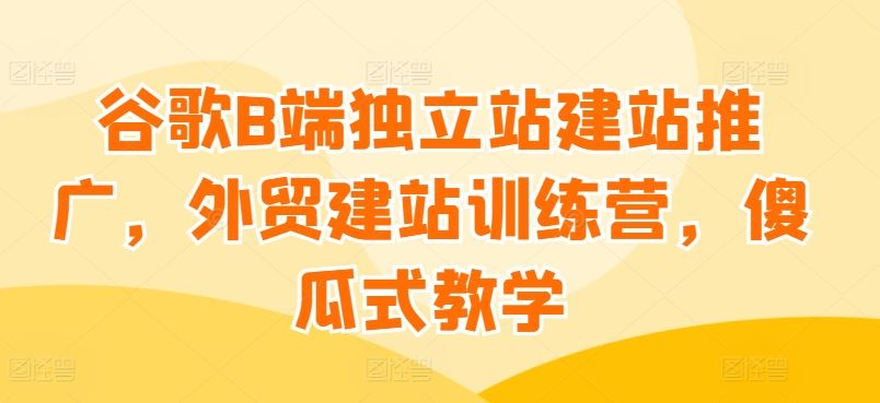 谷歌B端独立站建站推广，外贸建站训练营，傻瓜式教学-占领资源网