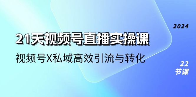 21天视频号直播实操课，视频号X私域高效引流与转化（22节课）-占领资源网
