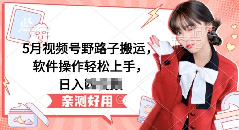 5月视频号野路子搬运，软件操作轻松上手，日入三位数【揭秘】-占领资源网