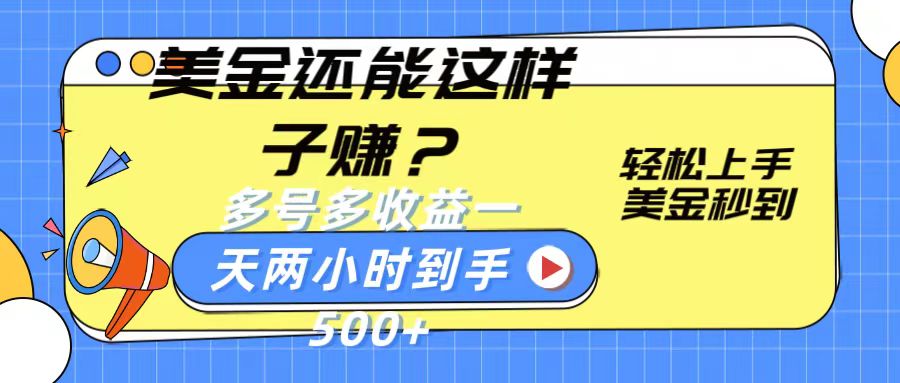 美金还能这样子赚？轻松上手，美金秒到账 多号多收益，一天 两小时，到手500+-占领资源网