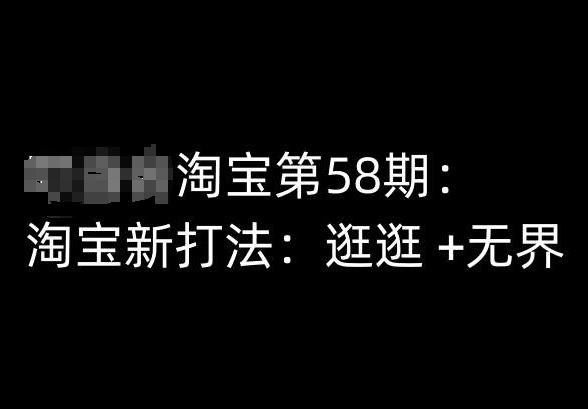 淘宝第58期培训课程，淘宝新打法：逛逛 +无界-占领资源网