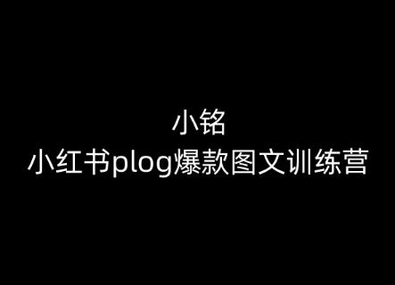 小铭-小红书plog爆款图文训练营，教你从0-1做小红书-占领资源网