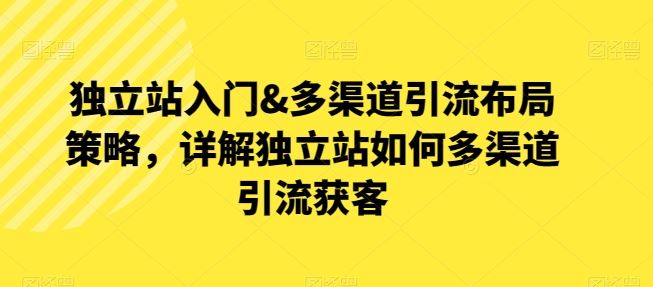 独立站入门&多渠道引流布局策略，详解独立站如何多渠道引流获客-占领资源网