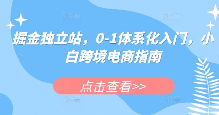 掘金独立站，0-1体系化入门，小白跨境电商指南-占领资源网