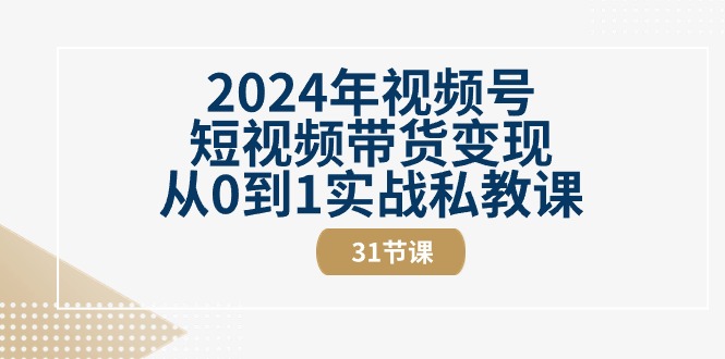 2024年视频号短视频带货变现从0到1实战私教课（30节视频课）-占领资源网