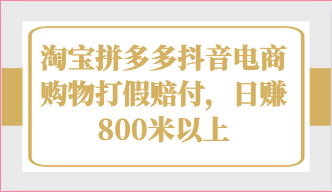 淘宝拼多多抖音电商购物打假赔付，日赚800米以上-占领资源网