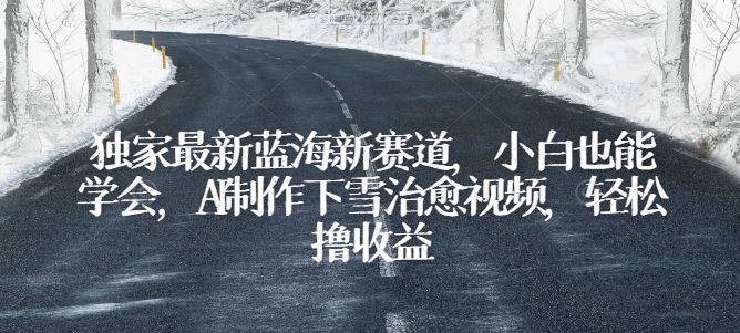 独家最新蓝海新赛道，小白也能学会，AI制作下雪治愈视频，轻松撸收益【揭秘】-占领资源网