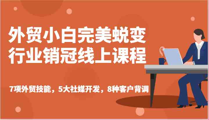 外贸小白完美蜕变行业销冠线上课程-7项外贸技能，5大社媒开发，8种客户背调-占领资源网